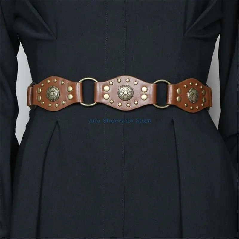 X7XB Elegant Ladies Waist Belt Delicate Hollow Out Buckle Belt American Women PU Stitching Waist Belt