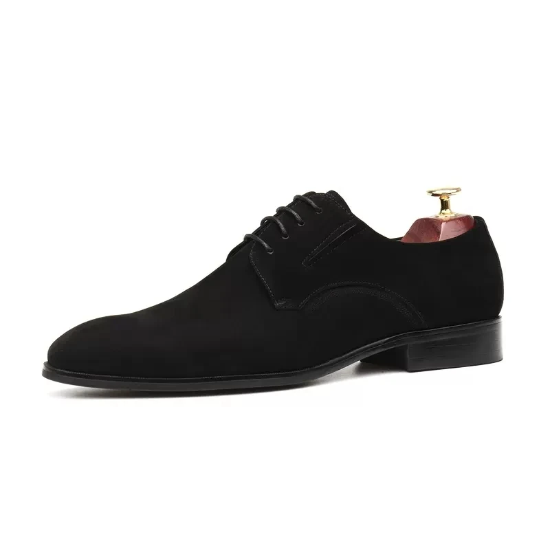 Brand Suede Leather Men Office Shoes Lace Up Men Dress Shoes Black Brown Male Genuine Leather Wedding Party oxford Shoes For Ma