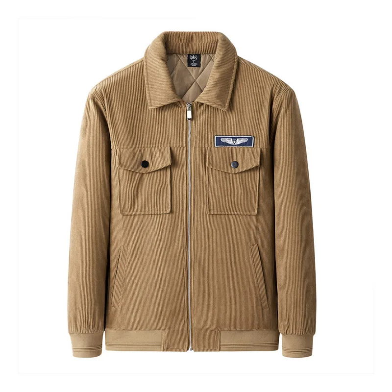 

Men's Amekji Outdoor Windproof Corduroy Jacket Overcoat Velvet Thickened Lamb Wool Tooling Cotton-padded Coat Loose Casual Lapel
