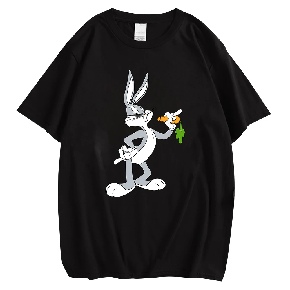 

CLOOCL Fashion Women's T Shirts Funny Rabbit Bunny Chest Print Tees Black 100% Cotton T-shirts Casual Hip Hop Tops Dropshipping