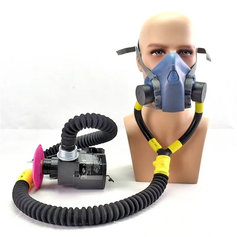 Xinli Self‑priming Half‑Mask Long Tube Respirator Rechargeable Electric Air‑supply Long Tube Breathing Silicone Mask