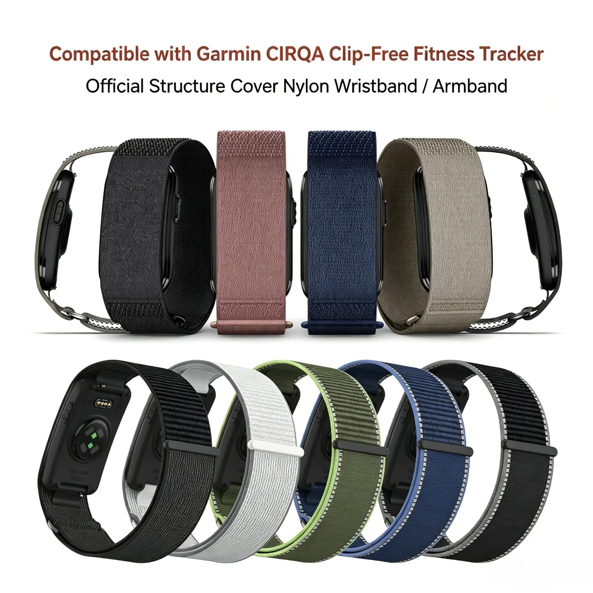 Image of Nylon-Armband Garmin CIRQA Bizeps-Armband Originalband für Bildschirmfreien Fitness-Tracker Verstellbares Elastisches Sportband