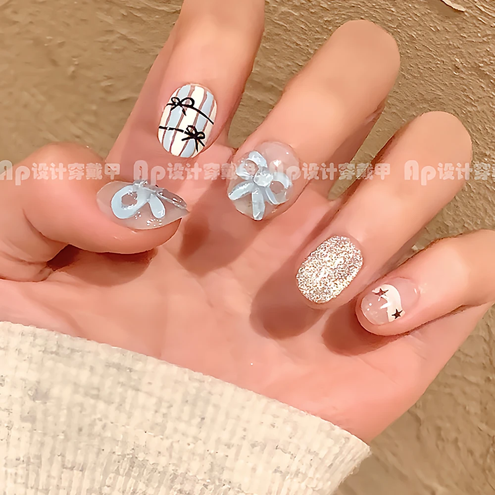 Nail Art Tools Pure Hand-Painted Three-Dimensional Vitality Korean Style Cute Ins Removable Nail Art Press On Nails