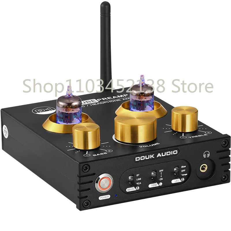 For Bluetooth 5.0 Receiver P1 Gallbladder Level Tube Preamplifier Tube Amplifier USB Decoding Headphone Amplifier High Bass