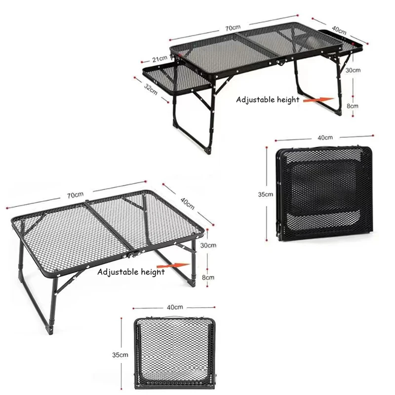 Camping Table Iron Mesh Folding Table Portable Outdoor Camping With Lifting Shelf Aluminium Alloy Dining Table