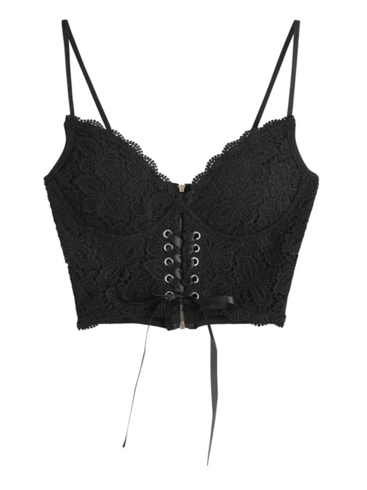 

Sexy Lace Crop Top Bestseller Innerwear Outerwear with Chest Pad Strap Vest Women Summer Knot Element Other Material