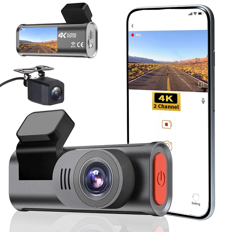 

WIFI 4k HD Application Night Version Car Camera Recorder Dual Lens Camera Car Safety Driving Recorder