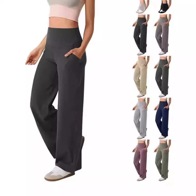 

2025 Autumn New Casual Straight Solid Color Loose Pocket Trousers Women
