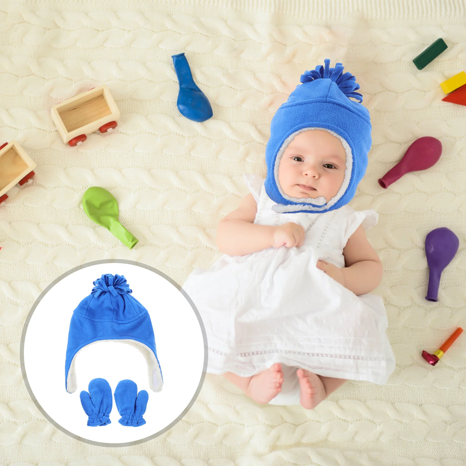 

1Set Infant Baby Ear Flap Trap Hat Caps Winter Warm Gloves Set Newborn Toddler Cold Weather Infant Hat Newborn Warm Caps