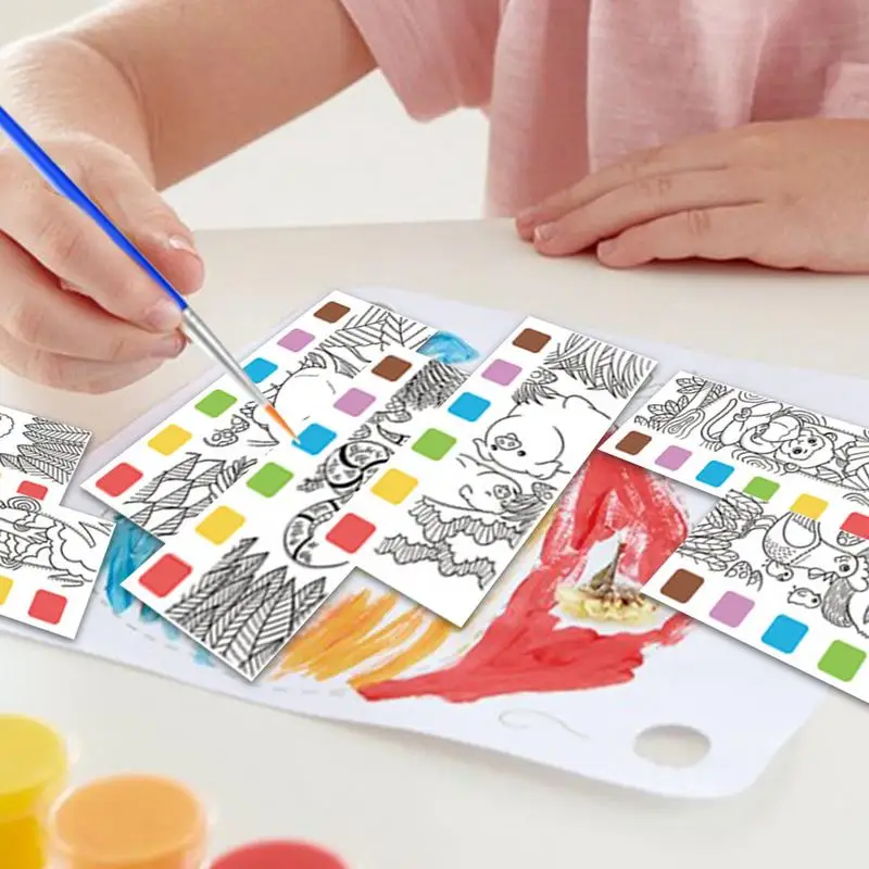 Kolorowanka wodna Zestaw farb akwarelowych Mała podkładka do akwareli Książka akwarelowa Przenośny papier do rysowania dla dzieci i dzieci