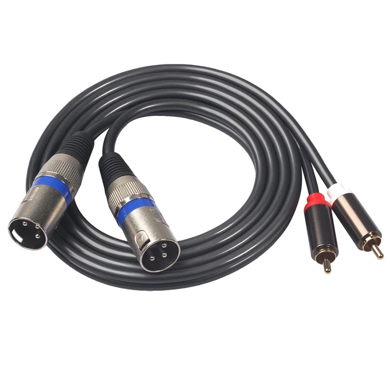 Cable de Audio de grado Fever, amplificador de intercomunicador, 2 RCA, par macho, 2 XLR, 3 pines, enchufe híbrido, Cable AV, línea doble XLR a RCA Dual