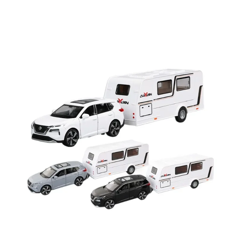 Simulation 1:32 Nissan Qashqai Alloy Trailer Hanging RV Model Ornament Children\'s Toy Gift