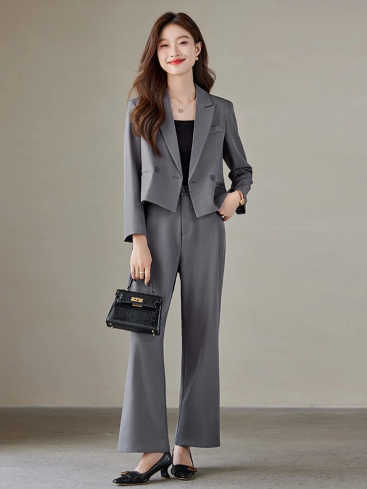 

2025 Early Autumn Short Suit Women's New High end Temperament Double-breasted Long-Sleeved Suit