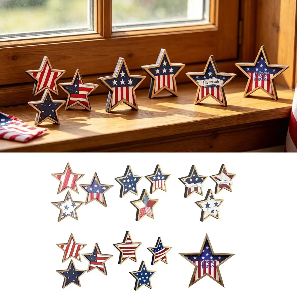 Independence Day Wooden Sign Fourth of July Decor Rustic Star Wooden Sign Vintage Patriotic Block Decor Independence for Home