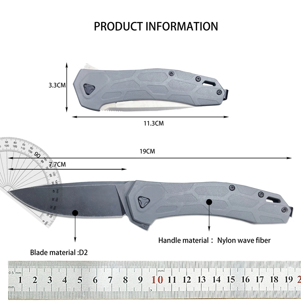 KS 2042 Covalent Survival Pocket Folding Knife Ball Bearing D2 Blade Nylon Wave Fiber Handle Outdoor Camping Hunting EDC Tools