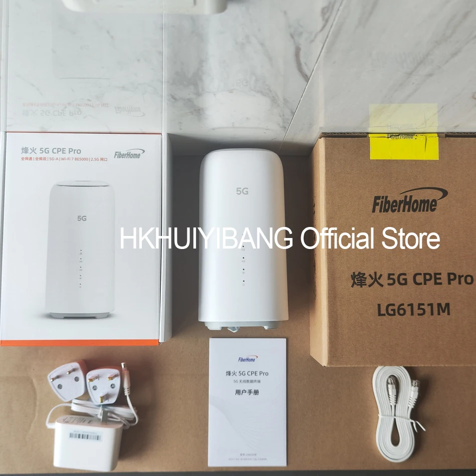 مقفلة FiberHome 5G CPE Pro 2 LG6151M WiFi 7 BE5000 راوتر قفل الخلية 2.5G WAN/LAN Port 4G LTE CAT19 5G-A مودم Sim لاسلكي