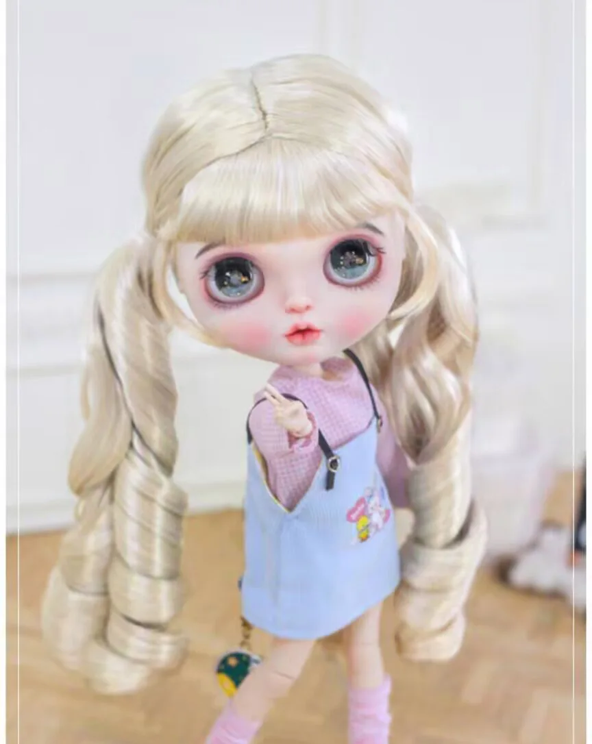 

2025 Roman Curl Double Ponytail mohair style（Special customization)BJD Blythe wig Mohair Fit 9-10inch head circumference Qbaby