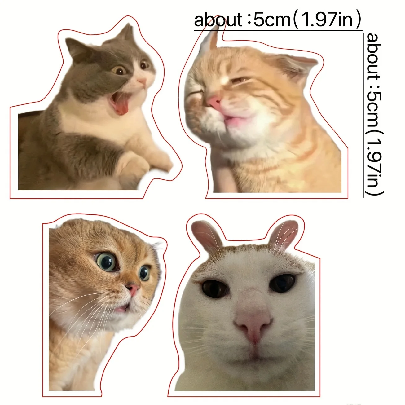 ラップトップ、デスク、コンピューター、荷物収納ボックスウォーターカップを飾るための60枚のかわいいリアルな猫の落書きステッカー