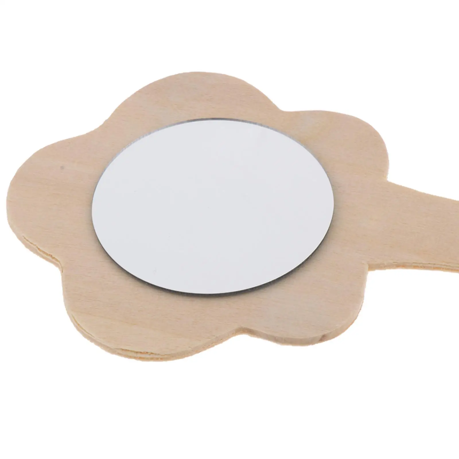 2X 10 Pieces Flower Shape Unfinished Wooden Handheld Mirror for Kids crafts