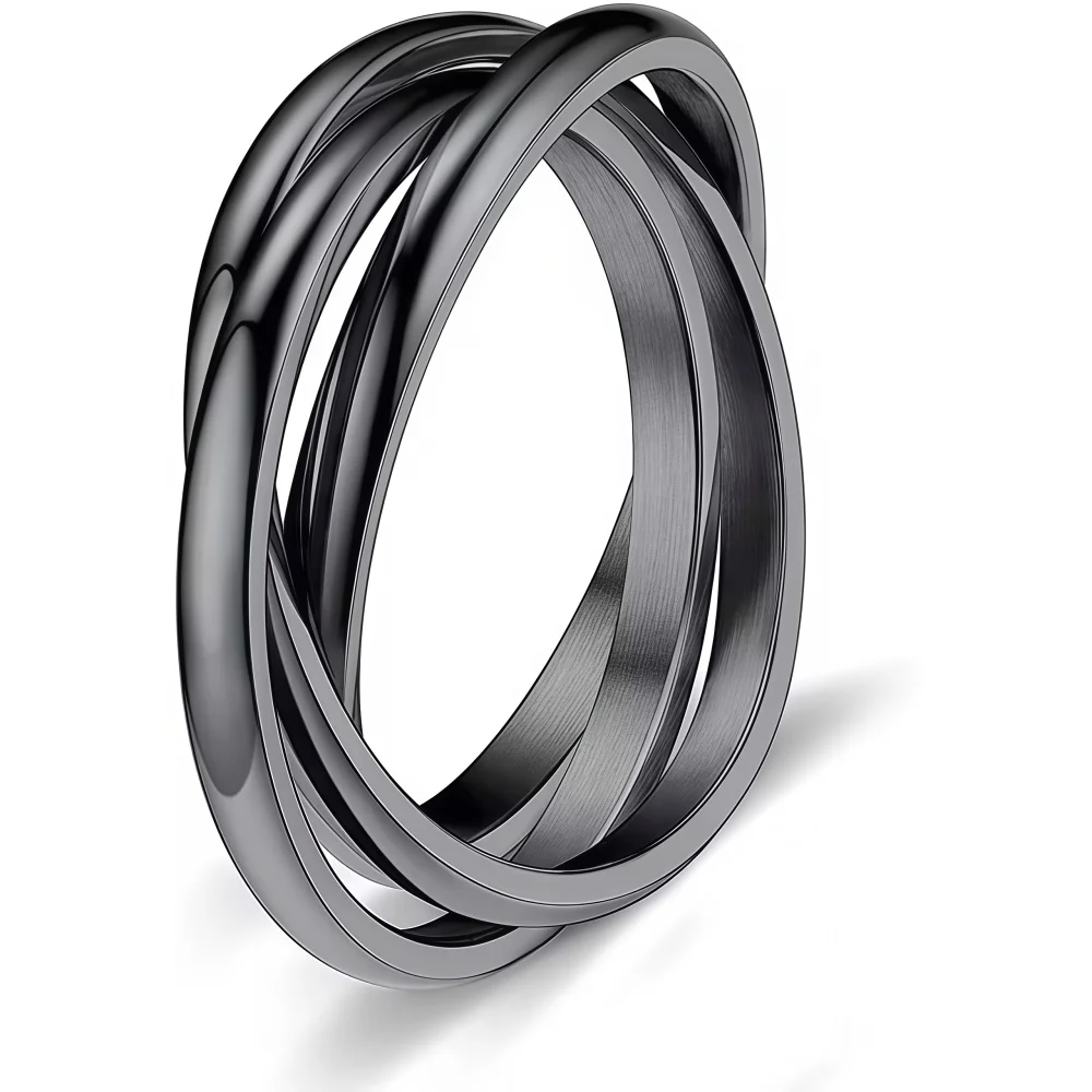 Anti Stress Anxiety Fidget Spinner Couple Rings Rotate Freely Jewelry for Men Women Stainless Steel Knuckle Ring Wedding Bague view 5