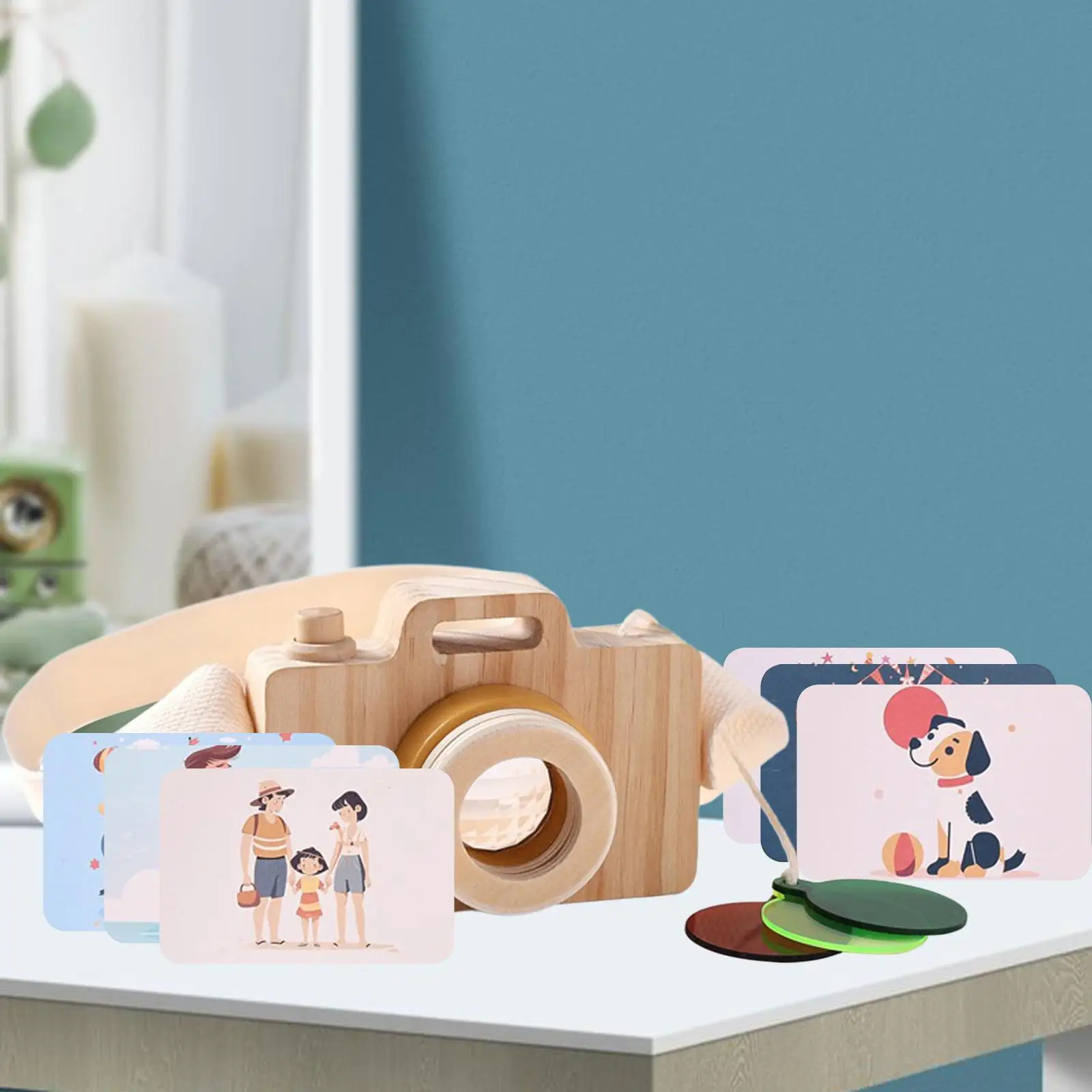 Kindercamera Houten speelgoed Verstelbare nekkoord Creatief fantasiespel speelgoed voor