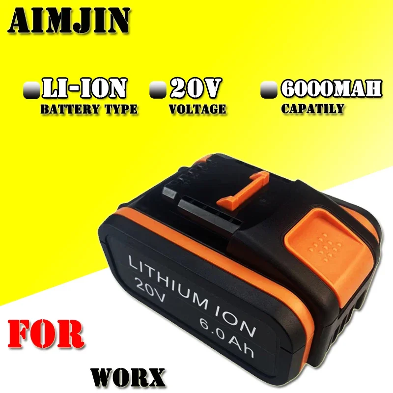 

For Worx 20V 6.0Ah Lithium battery Rechargeable WA3553 WA3553.1 WA3551 WA3570 for All WORX Electric and Garden Tools