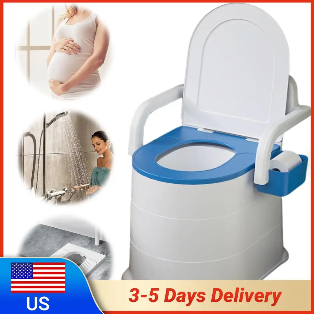 

Bedside Commode Portable Squat Toilet Non Slip Potty Chair with Armrest Bedside Toilet Portable Commode Toilet for Bedroom