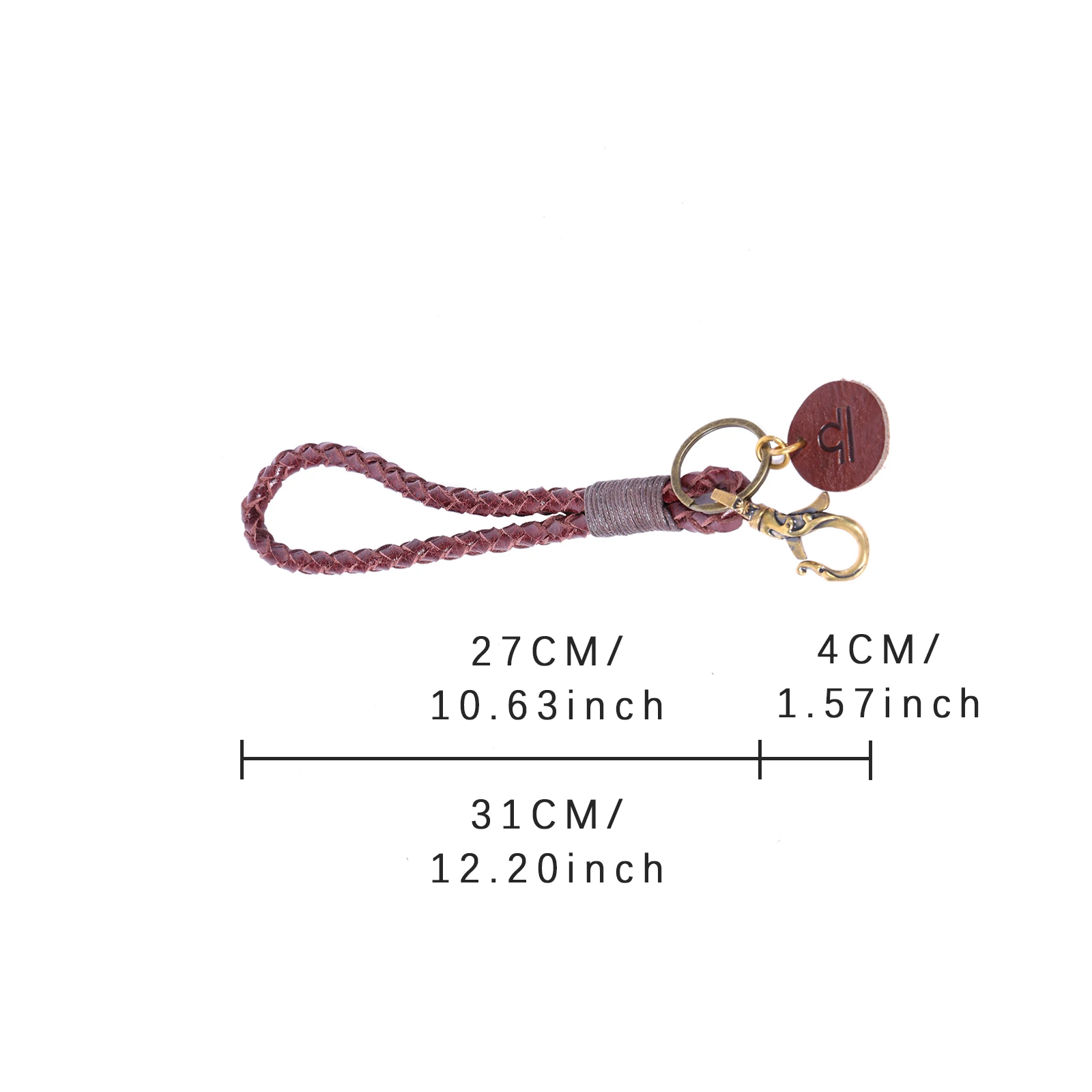 Vintage Echtleder Handgefertigter Schlüsselanhänger Handgewebtes Rindsleder Geschenk für Männer & Frauen mit Sternzeichen-Messinghaken Rucksack-Accessoire – Detail 3