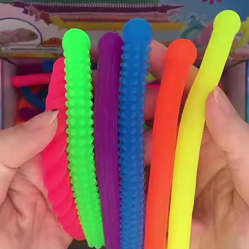 10 pçs jumbo colorido fidget macarrão brinquedos espremer liberação ansiedade para crianças texturizado elástico cordas tdah autismo itens sensoriais
