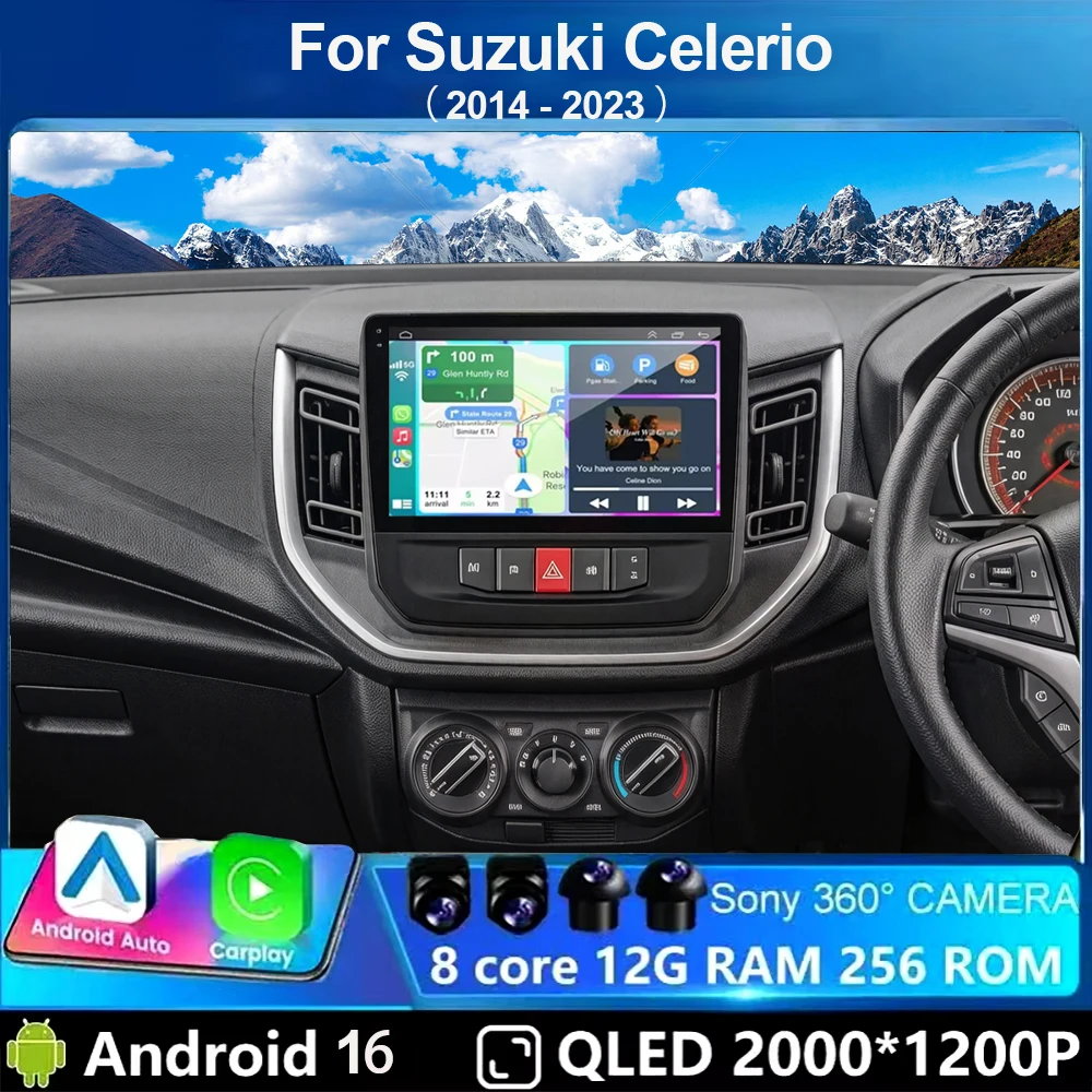 Android 16 Carplay Auto For Suzuki Celerio 2014 2015 - 2023 Car Radio GPS Navigation Wireless Video WIFI 4G Stereo Player 360 Ca