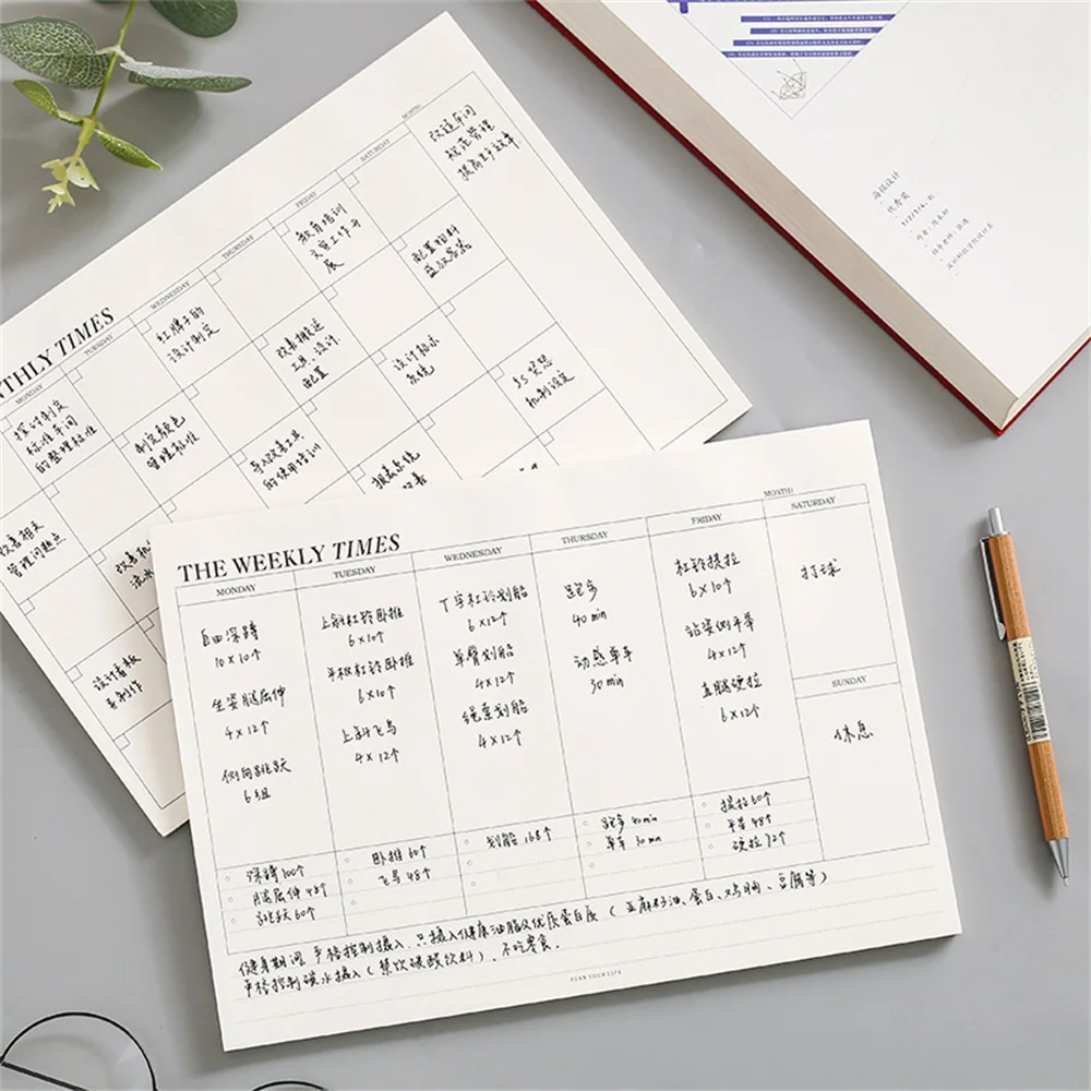 Daily Weekly Monthly Planner Notebook Journal Agenda Schedule Organizer To Do List Tearable Memo Pad Stationary Office Supplies