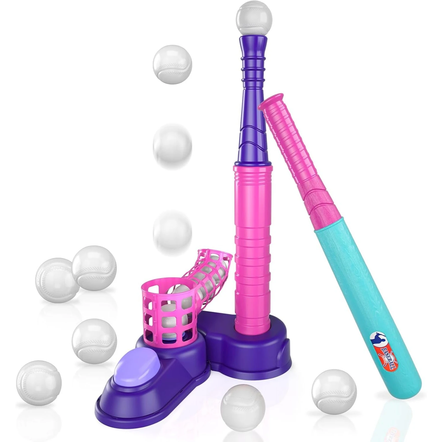 

T Ball Set Toys for Kids Baseball Tee for Boys Toddlers Auto Ball Launcher Indoor Outdoor Outside Sports Tee Ball Set Toys Gifts