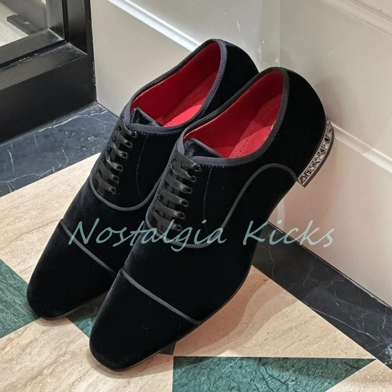 Stylish Patent Leather Oxford Shoes Unique Crystal Embossed Heel Lace Up Formal Shoes Wedding Elegant Red Lining Men's Loafers