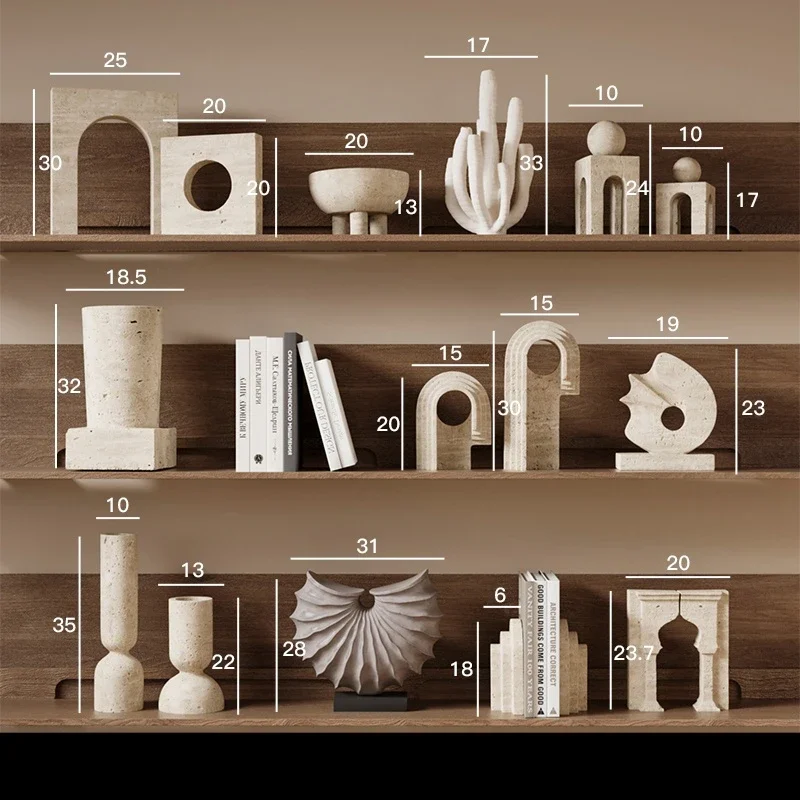 

Желтая травертиновая абстрактная скульптура - винтажный декор в стиле Ваби-Саби для демонстрационных домов, гостиных и столешниц, произведение искусства с органической текстурой