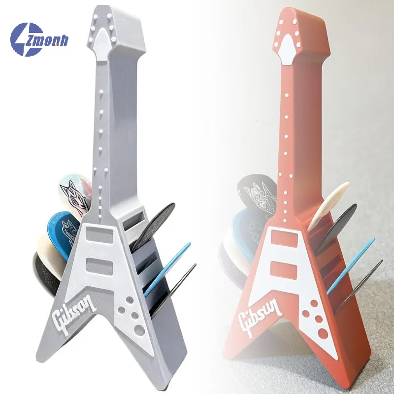 New！3D Printed Guitar Shape Pick Holder Portable Waterproof Dustproof Guitar Picks Organizer Display Picks Storage Case Gifts