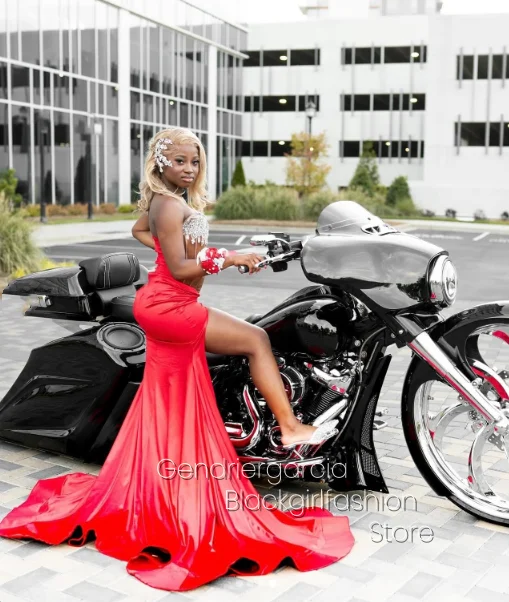 Vestidos de cóctel con vaina de diamantes rojos, nuevos vestidos negros con abertura lateral larga para niñas, vestidos de cumpleaños, vestidos de noche de fiesta personalizados