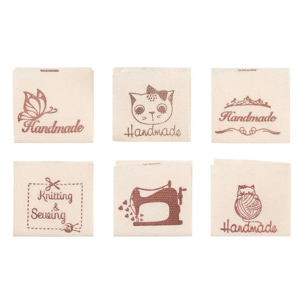 50 قطعة DIY بها بنفسك الكرتون القط المنسوجة لوازم محبوكة اليدوية مع الحب الخياطة اكسسوارات الملابس العلامات القماش تسميات الملابس