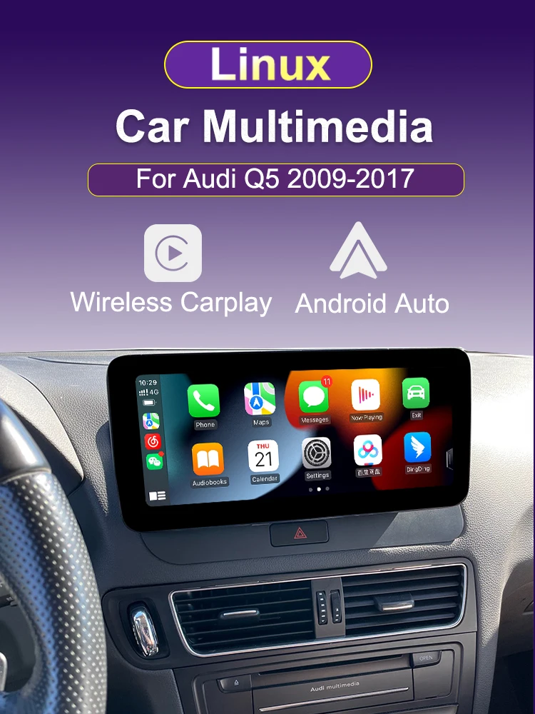 AUTOTOP 10,25" Linux Touchscreen Multimedia Display für Audi Q5 2009-2017 mit Wireless CarPlay Android Auto Airplay Autolink – Detail 1