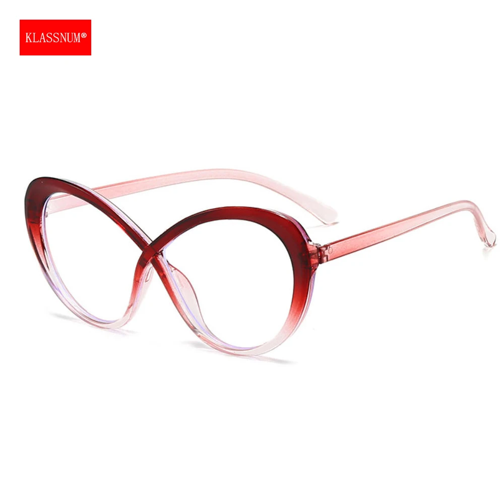 

KLASSNUM 2025 большие прозрачные очки для женщин, элитный бренд, оправа в виде бабочки, дизайн, очки с защитой от синего света, компьютерные очки