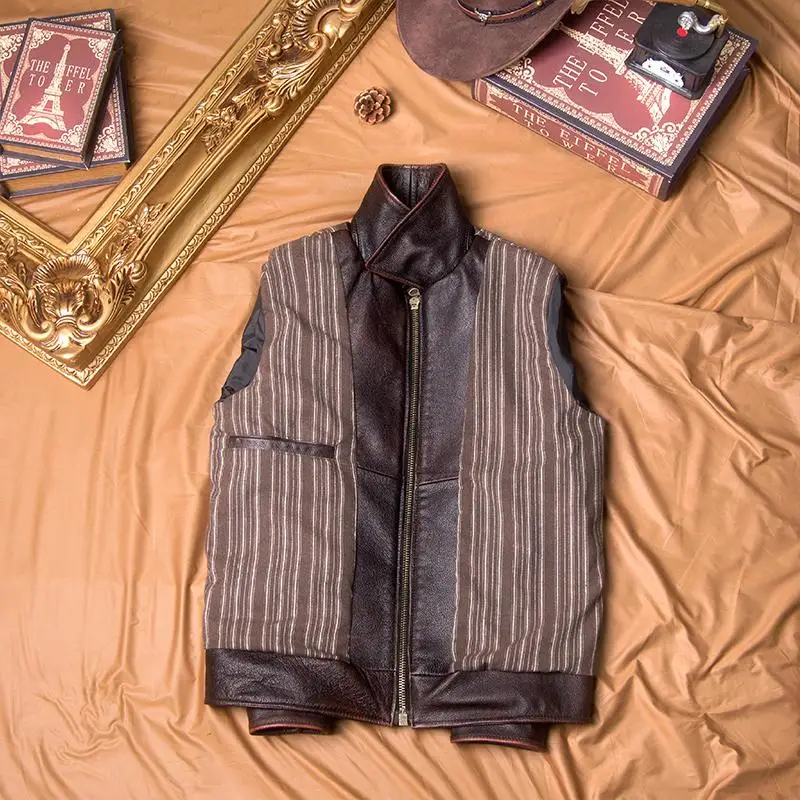 Classic 1930 Genuine Leather Jacket Retro Tooling Cowhide Motorcycle Leather Jacket Old Short Leather Jacket for Men