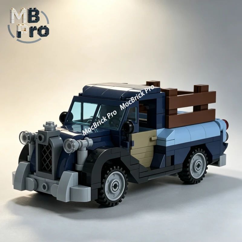 Old Farm Pickup Truck MOC Building Blocks Retro Agricultural Work Vehicle DIY Assembly Brick Desktop Display Set