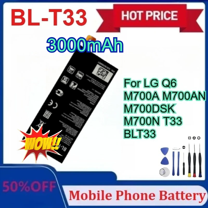 

BL-T33 3000mAh Replacement Battery for LG Q6 M700A M700AN M700DSK M700N T33 BLT33 Mobile Phone Batteries