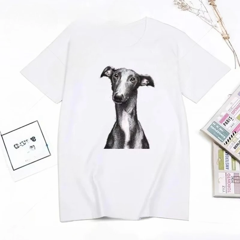 Greyhound Graphic Funny Print Women's T-shirt Crewneck Short Sleeve Tops Summer Hipster Women Minimalist Casual Daily Streetwear