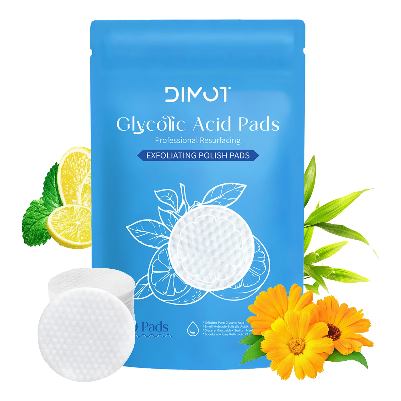 

10% Glycolic Acid Pads for Oily Acne-Prone Skin Exfoliating Oil Control Blackhead Removal Brightening & Resurfacing, 40 Pads