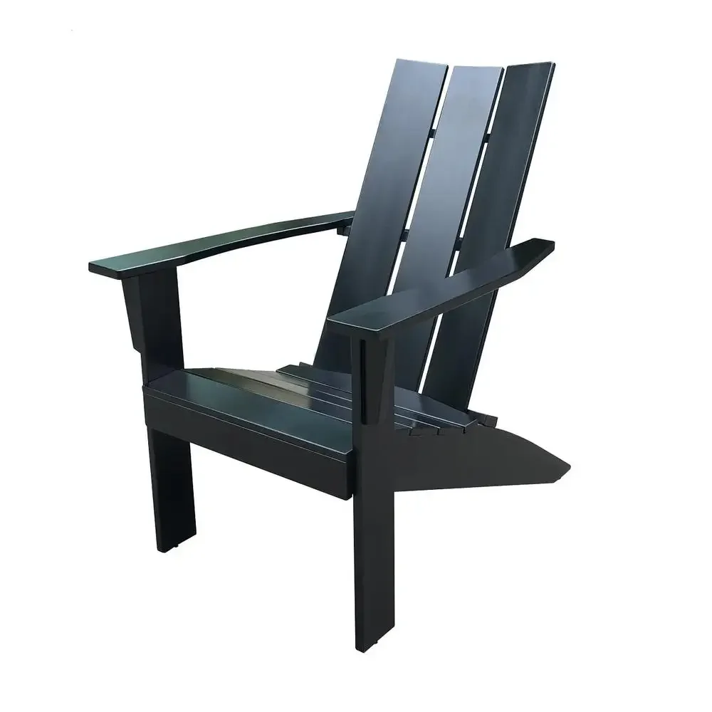 Outdoor Adirondack Chair Black Wood Modern Style Weather-Resistant Comfortable Backyard Patio Garden Relaxation  Wood Chair