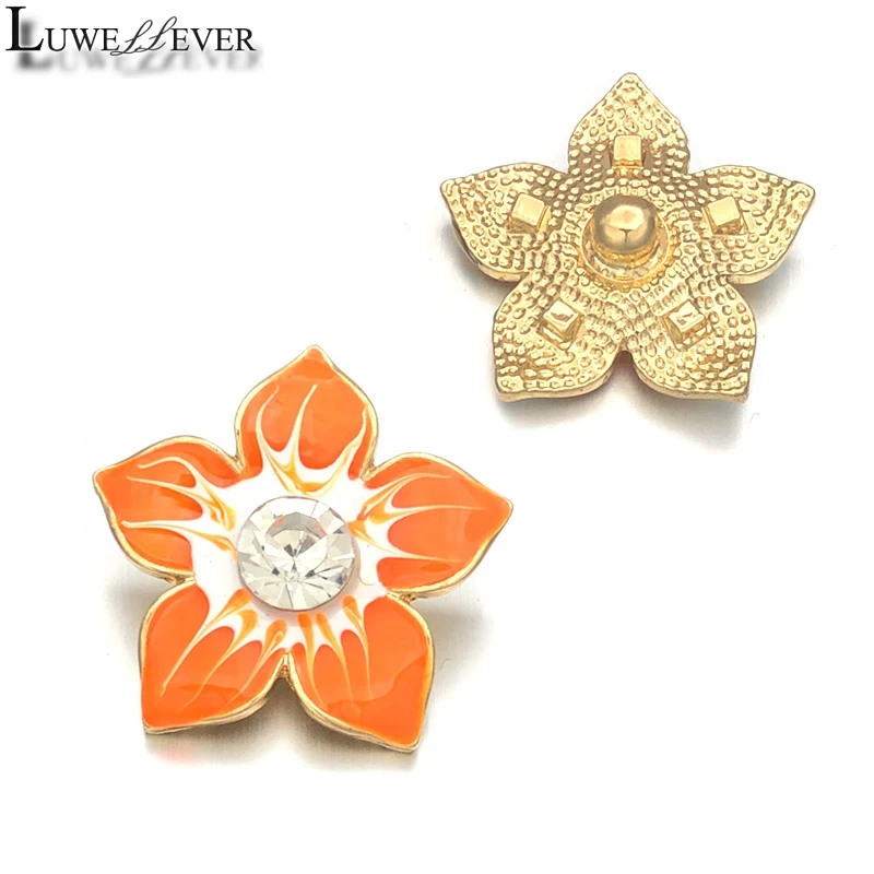 Flower Component 033 Crystal 18mm 25mm Metal Snap Button For Bracelet Necklace Interchangeable Jewelry Women Accessorie Findings