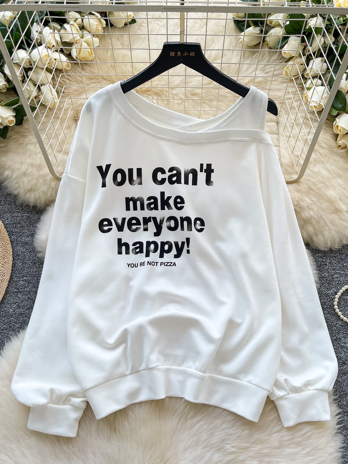 Foamlina 2025 Autunno Moda Felpa da donna Casual O Collo con spalle scoperte Manica lunga Lettere Stampa Pullover larghi con cappuccio