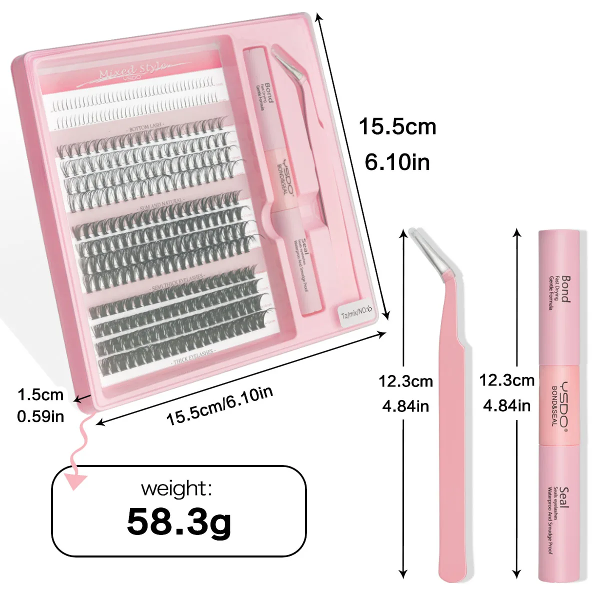 Individual Lashes 40D/60D/80D Lash Clusters Set False Eyelashes Natural Eyelash Extensions Kit Bond and Seal Makeup Tool Hotting