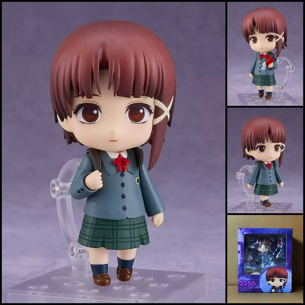 Nendoroid 2356 Iwakura Lain Serial Experiments Anime Chibi Pvc Figura de acción articulada Coleccionable Adorno de escritorio para fanáticos del anime