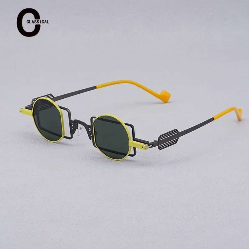 Niche Personalized Pure Titanium Men's Sunglasses Side Clamshell Square Shaped Women Outdoor UV400 Unique Sunglasses